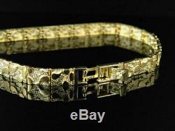 Mens and Ladies 14K Yellow Gold Over Nugget Style Link Designer 8 Inch Bracelet