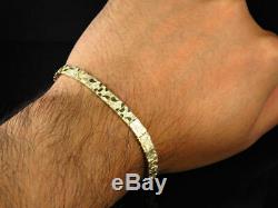 Mens and Ladies 14K Yellow Gold Over Nugget Style Link Designer 8 Inch Bracelet