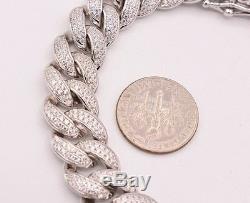 Miami CUBAN Curb CZ Iced Out Link Bling BRACELET Real Sterling Silver 925 Solid