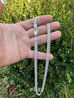 Miami Cuban Chain Diamond Cut Real 925 Sterling Silver Bracelet Necklace 3-7mm
