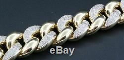 Miami Cuban Diamond Bracelet Mens 10K Yellow Gold Over 8.5 Pave Round Cut 2 Ct