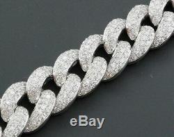 Miami Cuban Diamond Lovely Bracelet Mens 14K White Gold Over 8 Pave Round Cut
