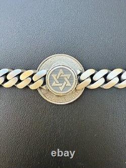 Miami Cuban Link Bracelet Jewish Star Of David 12mm 925 Silver Oxidized Finish