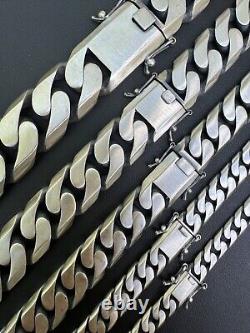 Miami Cuban Link Chain Necklace / Bracelet Real 925 Silver 6-20mm Black Rhodium
