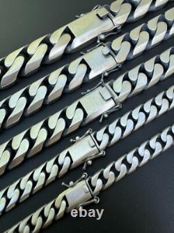 Miami Cuban Link Chain Necklace / Bracelet Real 925 Silver 6-20mm Black Rhodium