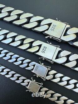 Miami Cuban Link Chain Necklace / Bracelet Real 925 Silver 6-20mm Black Rhodium