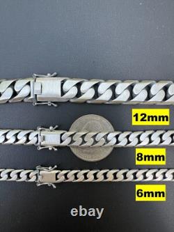 Miami Cuban Link Chain Necklace / Bracelet Real 925 Silver 6-20mm Black Rhodium