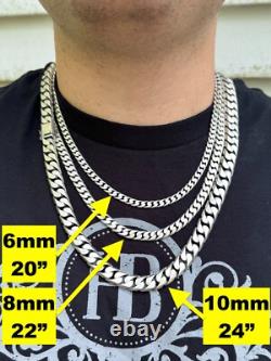 Miami Cuban Link Chain Necklace / Bracelet Real 925 Silver 6-20mm Black Rhodium