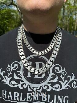 Miami Cuban Link Chain Necklace / Bracelet Real 925 Silver 6-20mm Black Rhodium