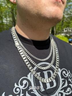 Miami Cuban Link Chain Necklace / Bracelet Real 925 Silver 6-20mm Black Rhodium