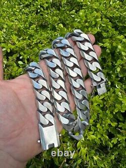 Miami Cuban Link Chain Necklace / Bracelet Real 925 Silver 6-20mm Black Rhodium