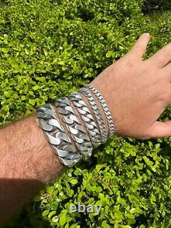Miami Cuban Link Chain Necklace / Bracelet Real 925 Silver 6-20mm Black Rhodium