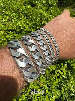 Miami Cuban Link Chain Necklace / Bracelet Real 925 Silver 6-20mm Black Rhodium