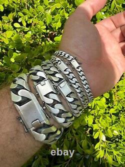 Miami Cuban Link Chain Necklace / Bracelet Real 925 Silver 6-20mm Black Rhodium