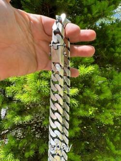 Miami Cuban Link Chain Necklace / Bracelet Real 925 Silver 6-20mm Black Rhodium