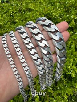 Miami Cuban Link Chain Necklace / Bracelet Real 925 Silver 6-20mm Black Rhodium