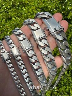 Miami Cuban Link Chain Necklace / Bracelet Real 925 Silver 6-20mm Black Rhodium