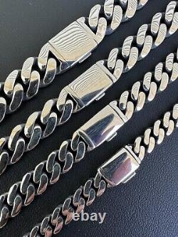 Miami Cuban Link Chain Necklace / Bracelet Real 925 Silver Sleek Clasp 6-12mm