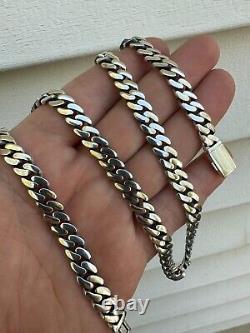 Miami Cuban Link Chain Necklace / Bracelet Real 925 Silver Sleek Clasp 6-12mm