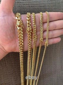 Miami Cuban Link Chain Or Bracelet 14k Gold Over Solid 925 Silver Box Lock ITALY