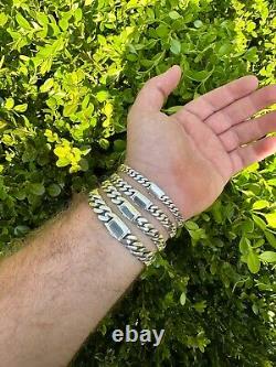 Miami Cuban Link Mens Chain Bracelet Real 925 Sterling Silver Sleek Clasp 6-12mm