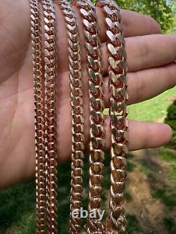 Miami Link Bracelet Solid 925 Silver 14k Rose Gold Plated Box Clasp 4-10mm
