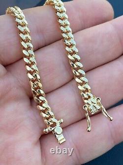 Miami Link Bracelet Solid 925 Sterling Silver 14k Gold Plated Box Clasp 4-10mm