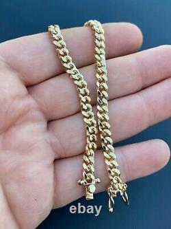 Miami Link Bracelet Solid 925 Sterling Silver 14k Gold Plated Box Clasp 4-10mm
