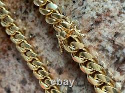 Miami Link Bracelet Solid 925 Sterling Silver 14k Gold Plated Box Clasp 4-10mm