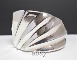 Mid Century Sterling Silver Bracelet Chunky Clamper Spain BAYANIHAN Signed Vtg