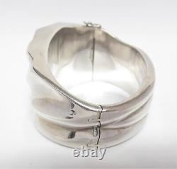 Mid Century Sterling Silver Bracelet Chunky Clamper Spain BAYANIHAN Signed Vtg