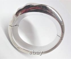 Mid Century Sterling Silver Bracelet Chunky Clamper Spain BAYANIHAN Signed Vtg