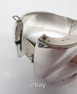 Mid Century Sterling Silver Bracelet Chunky Clamper Spain BAYANIHAN Signed Vtg