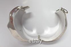 Mid Century Sterling Silver Bracelet Chunky Clamper Spain BAYANIHAN Signed Vtg