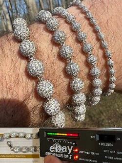 Moissanite Disco Moon Ball Shambala Bracelet 925 Silver 4-10mm Pass Diamond Test