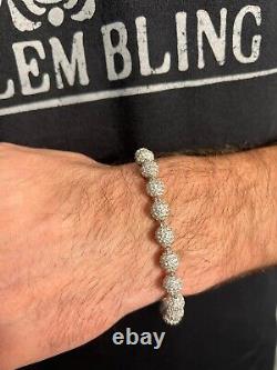 Moissanite Disco Moon Ball Shambala Bracelet 925 Silver 4-10mm Pass Diamond Test