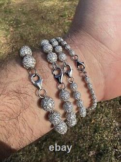 Moissanite Disco Moon Ball Shambala Bracelet 925 Silver 4-10mm Pass Diamond Test