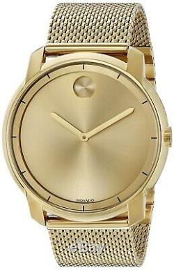 Movado Bold Gold Tone Stainless Steel Mesh 44MM Quartz Unisex Watch 3600373