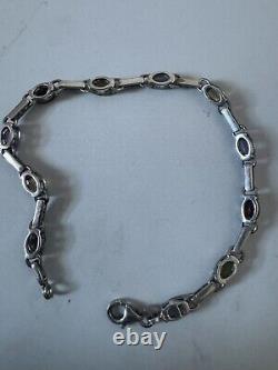 Multi Gemstone Topaz, Garnet, Amethyst 925 Sterling Silver Bracelet, size 7,25