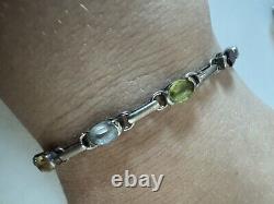 Multi Gemstone Topaz, Garnet, Amethyst 925 Sterling Silver Bracelet, size 7,25