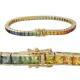 Multi-color Rainbow Sapphires Luxury Tennis Bracelet In 925 Silver 7.5