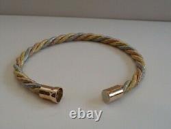 Multi-tone Twist Rope Italian Made Bracelet / 925 Sterling Silver / 7'' Long