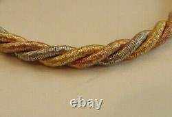 Multi-tone Twist Rope Italian Made Bracelet / 925 Sterling Silver / 7'' Long