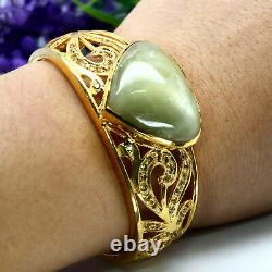 NATURAL 25 X 31 mm. PEAR WITH ROUND YELLOW SAPPHIRE BANGLE 925 SILVER