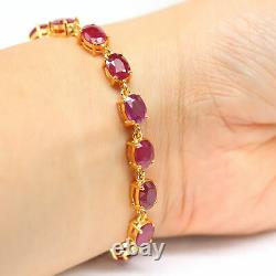 NATURAL 6 X 8 mm. OVAL RED RUBY BRACELET 7 925 STERLING SILVER
