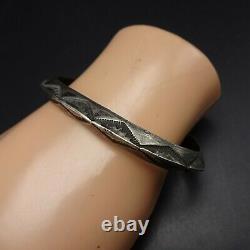 NAVAJO Hand-Stamped Sterling Silver TURQUOISE Eyes SNAKE BRACELET Carinated Cuff