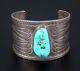 Navajo Sterling Silver & Turquoise Cuff Bracelet By Ambrose Roanhorse