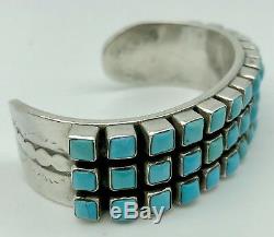 NAVAJO TURQUOISE BRACELET Sterling Silver MUSEUM QUALITY 45 Petit Point Cuff 94g