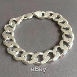 NEW 13mm Mens Cuban Curb Link Chain Bracelet Solid 925 Sterling Silver 56GR 8.6