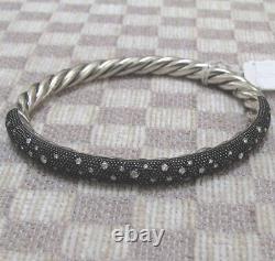 NEW DAVID YURMAN STERLING MIDNIGHT MELANGE DIAMOND BANGLE BRACELET retail $2400